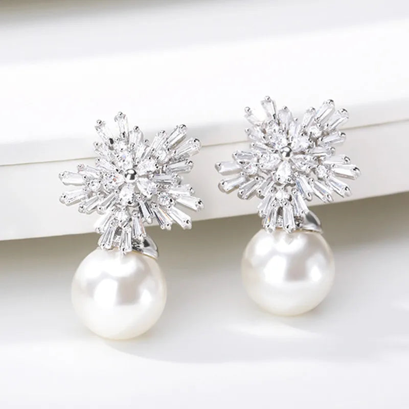 Snowflake Pearl Earrings