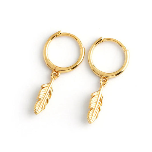 Gold Feather Earrings