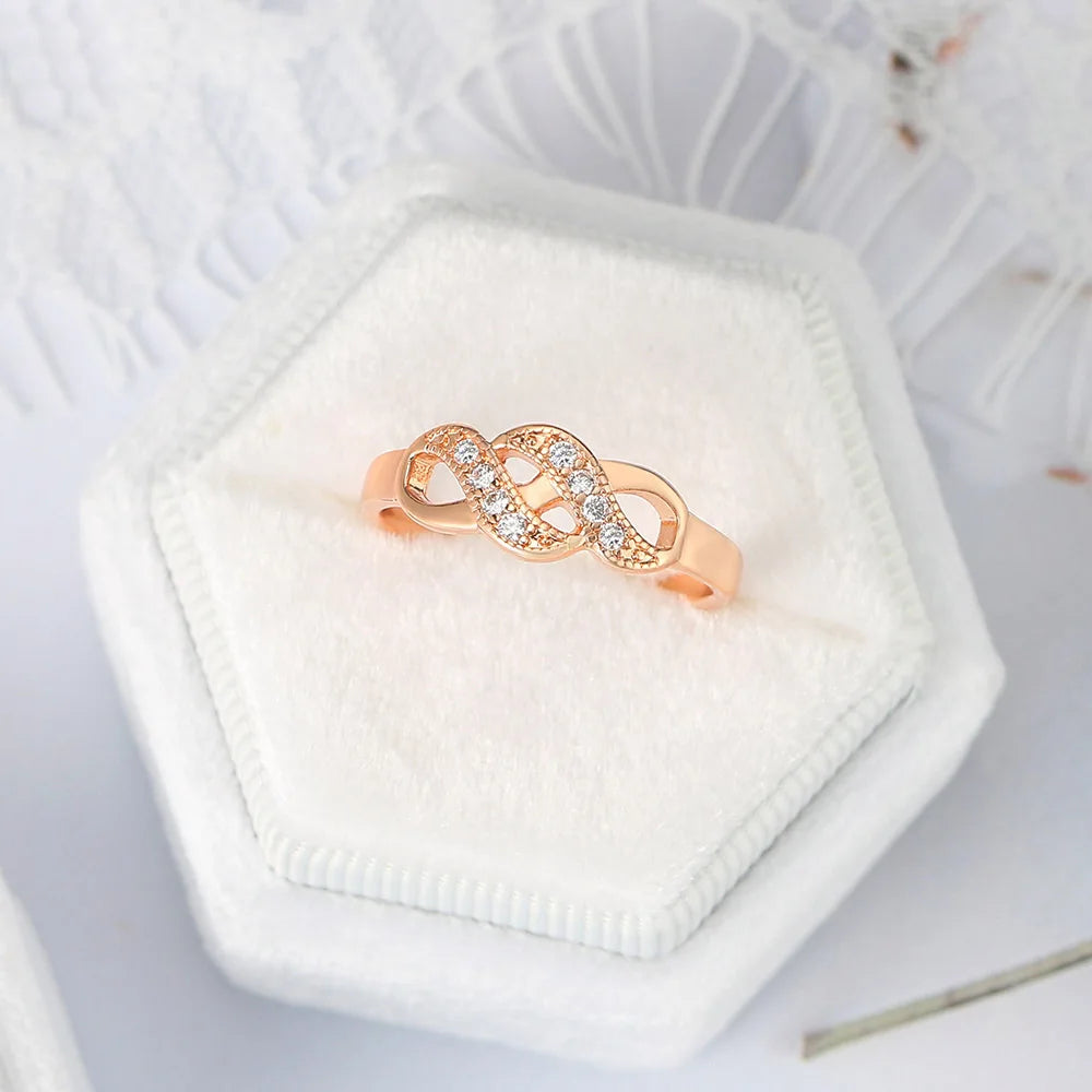 Rose Gold Crystal Wave Shaped Ring