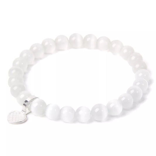 White Moonstone Bead Bracelet