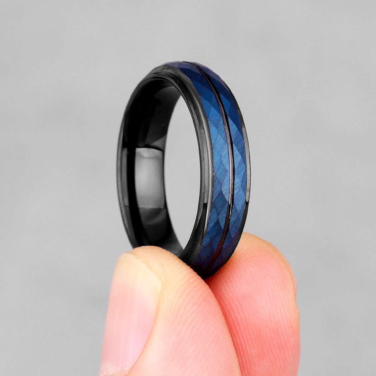 Tungsten Rhombus-Cut Ring