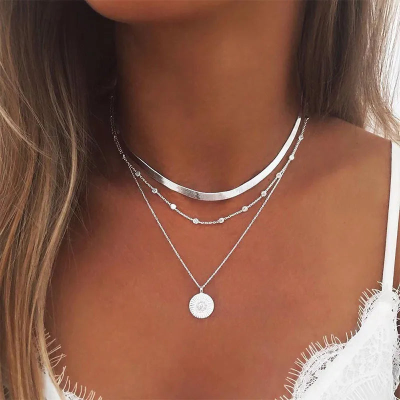 Sterling Silver Three Layered Necklace