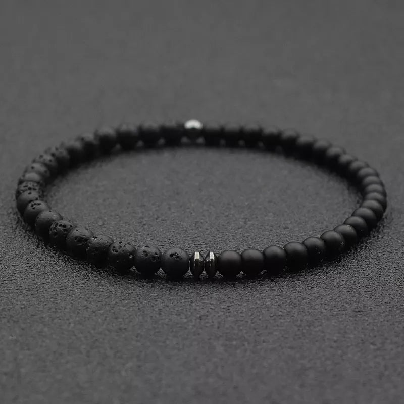 Black Lava Stone Bead Bracelet