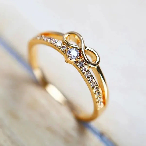 Gold, Crystal Infinity Shaped Ring