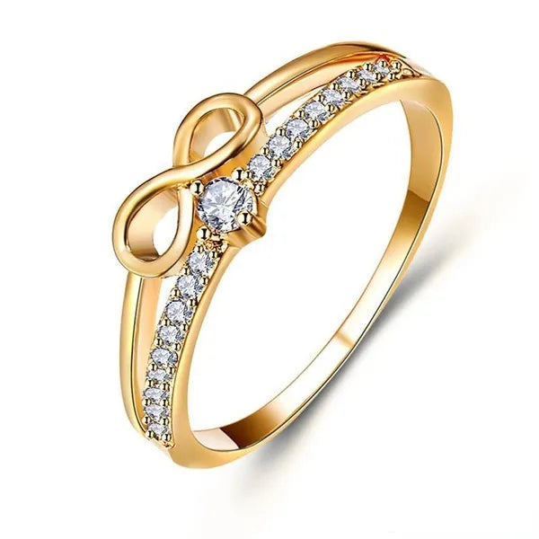 Gold, Crystal Infinity Shaped Ring