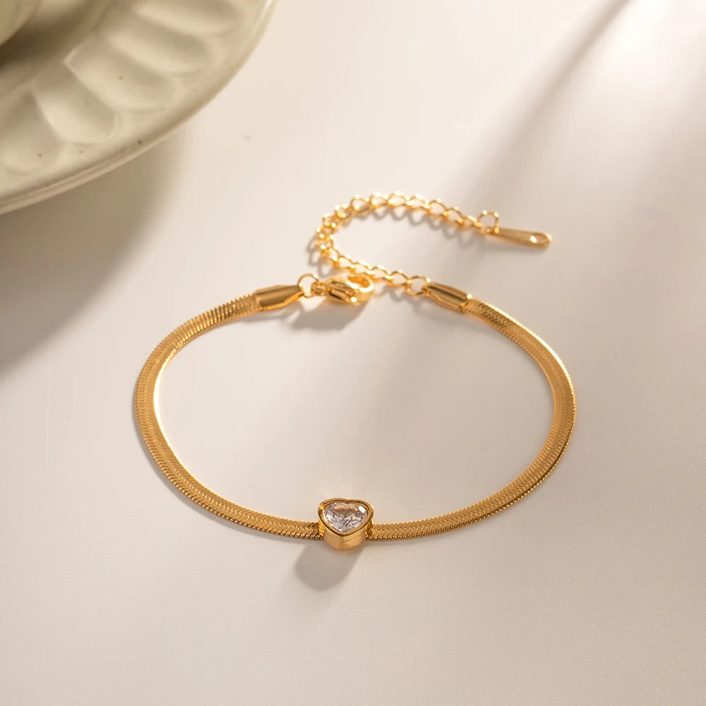 Gold Crystal Heart Bracelet