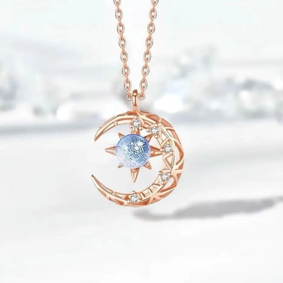 Crystal Crescent Moon Necklace