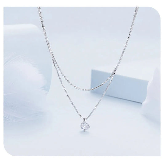 Sterling Silver Double Layered Pendant Necklace