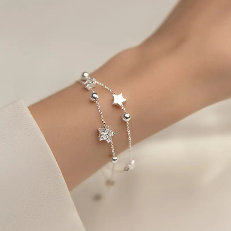 Silver Star Chain-Link Bracelet