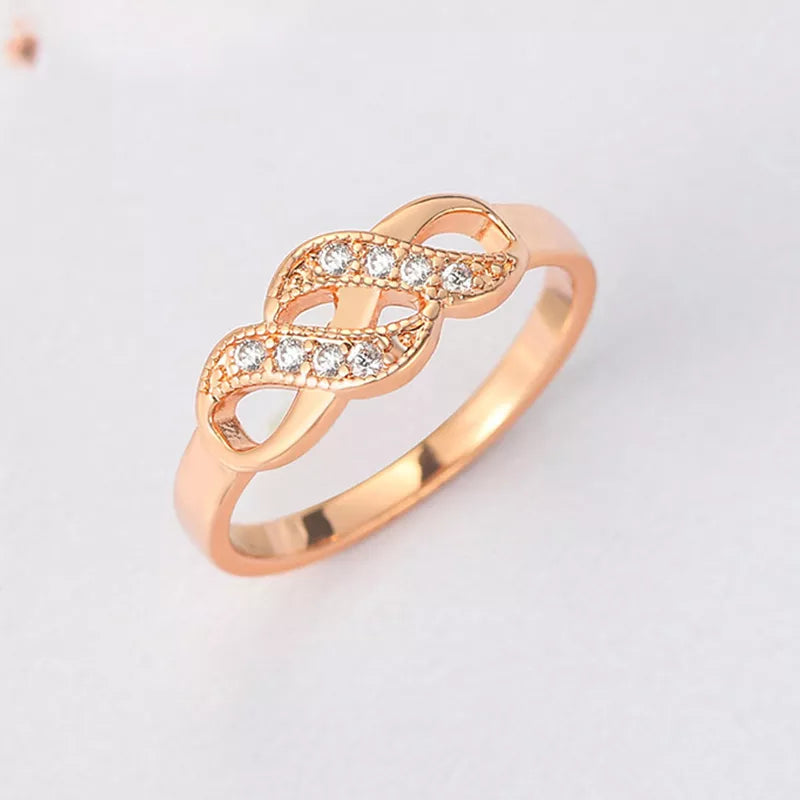 Rose Gold Crystal Wave Shaped Ring