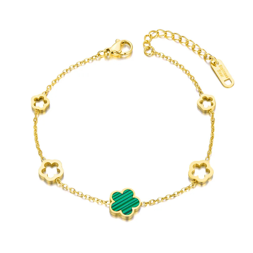 Gold Clover Chain-Link Bracelet